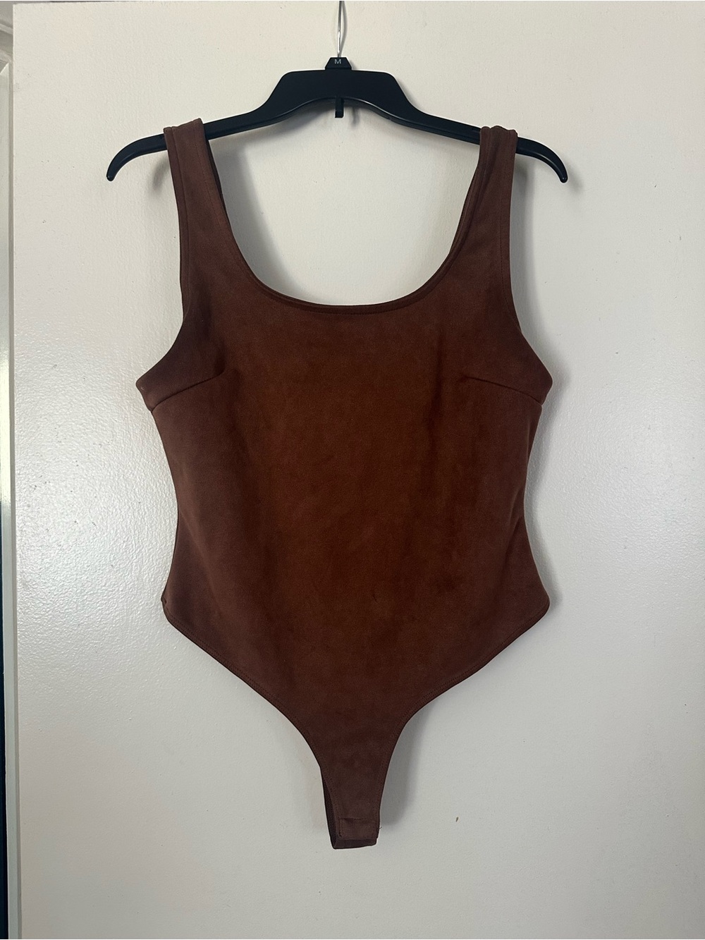Brown Suede-Look One Piece Bodysuit